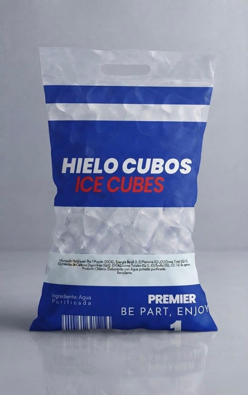 Bolsa de hielo con franjas azules, 1 kilo